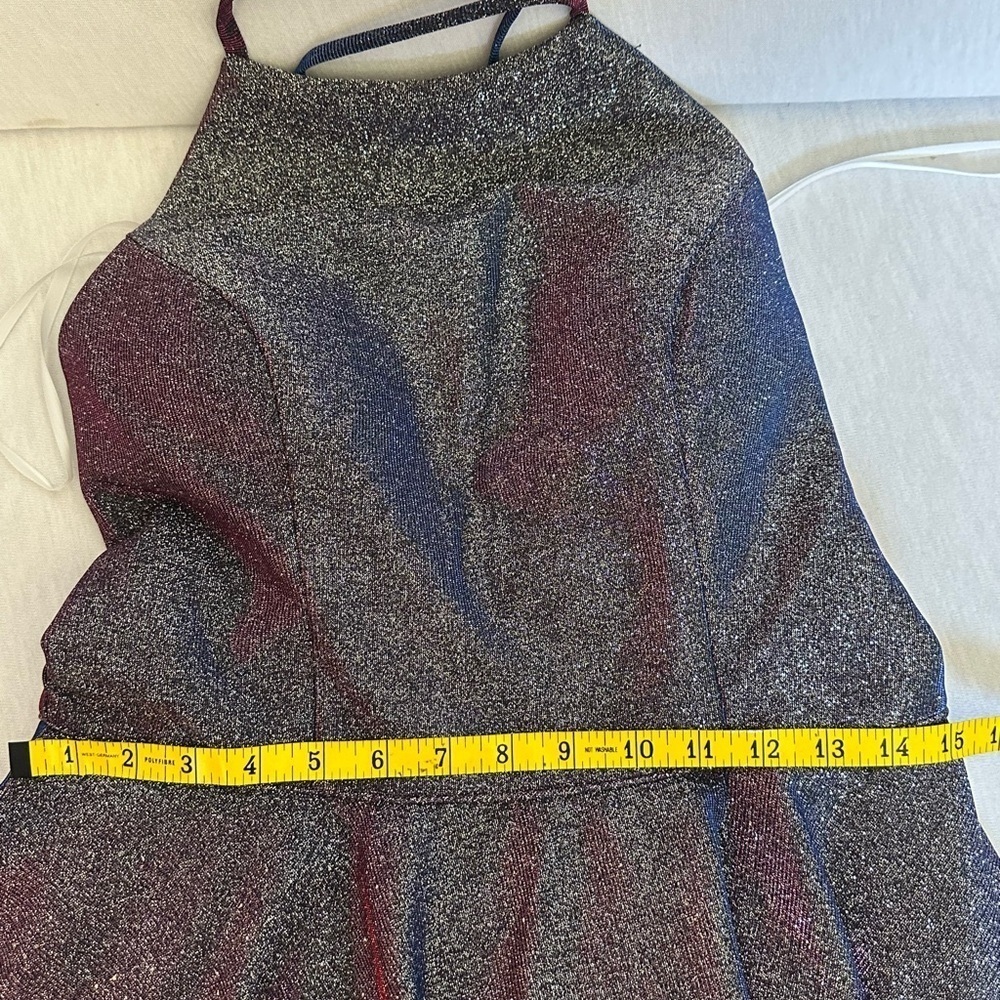 Prom Dress NWT Purple Silver Sparkle CorsetBack High Neck w/Pockets Women’s 10 - Picture 11 of 15